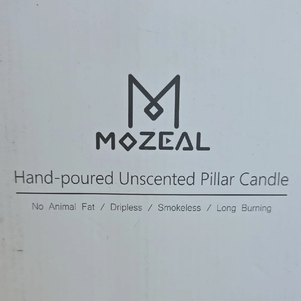 Green Hand-Poured Unscented Pillar Candle - Picture 3 of 4